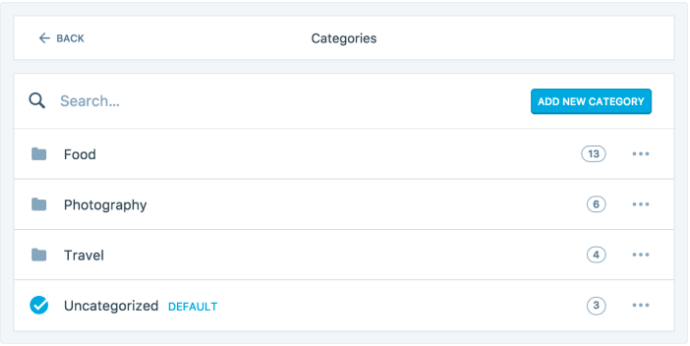 Insert categories through your site settings