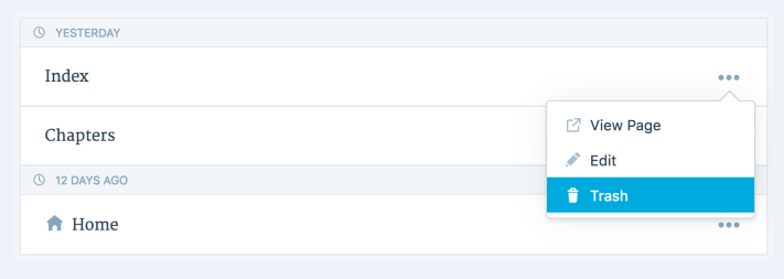 how to move a post page or comment to the trash folder