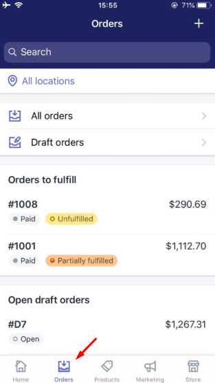 To view the fraud analysis for an order on Iphone 1