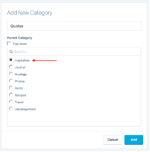 Inserting Categories through the Categories & Tags module 5