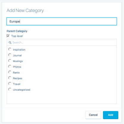 Inserting Categories through the Categories & Tags module 3